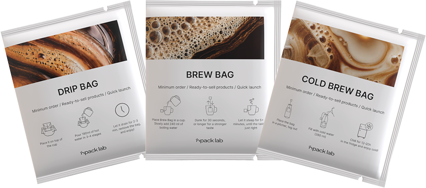 Drip bag, brew bag, and cold brew sample bags